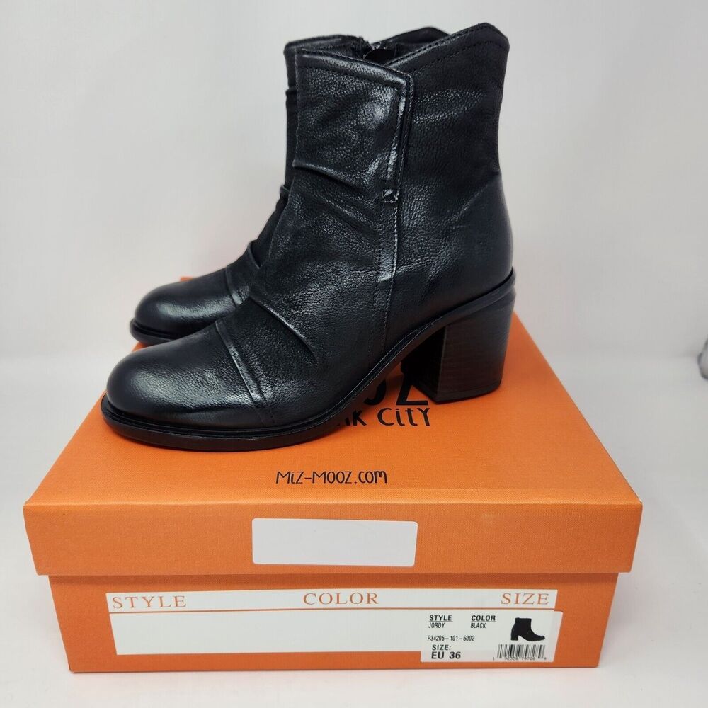 New Miz Mooz Womens Jordy Leather Heeled Boots Black Size EU 36 US 5.5-6 - Picture 3 of 4